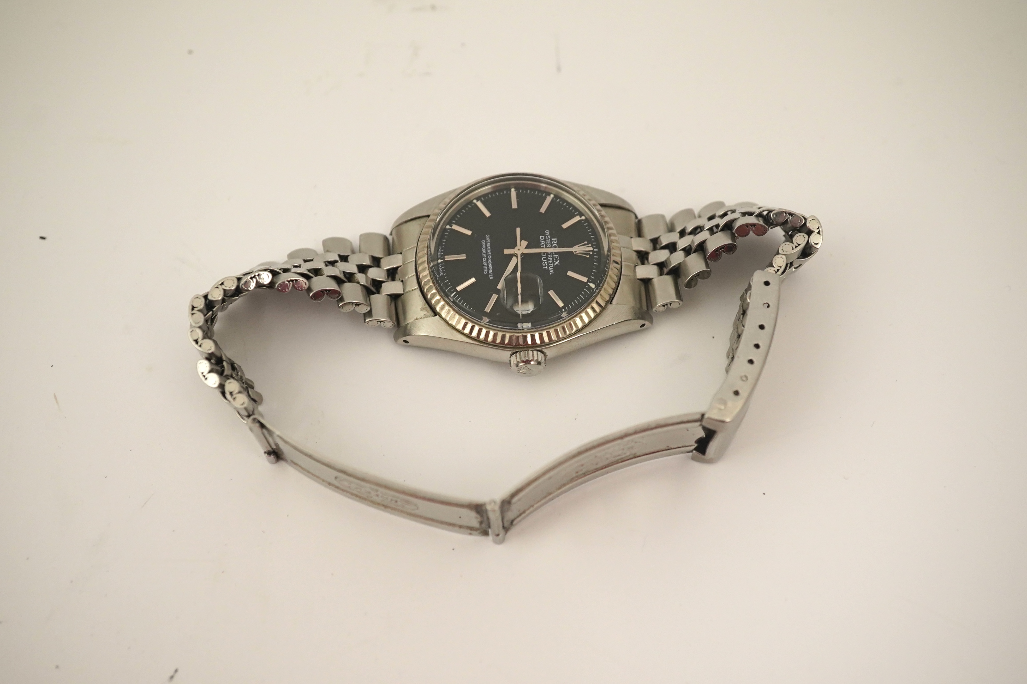 A gentleman's mid 1970's stainless steel Rolex Oyster Perpetual Datejust, on a stainless steel Rolex bracelet